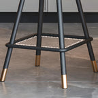 Minimalist Black Metal Upholstered Leather Bar Stool