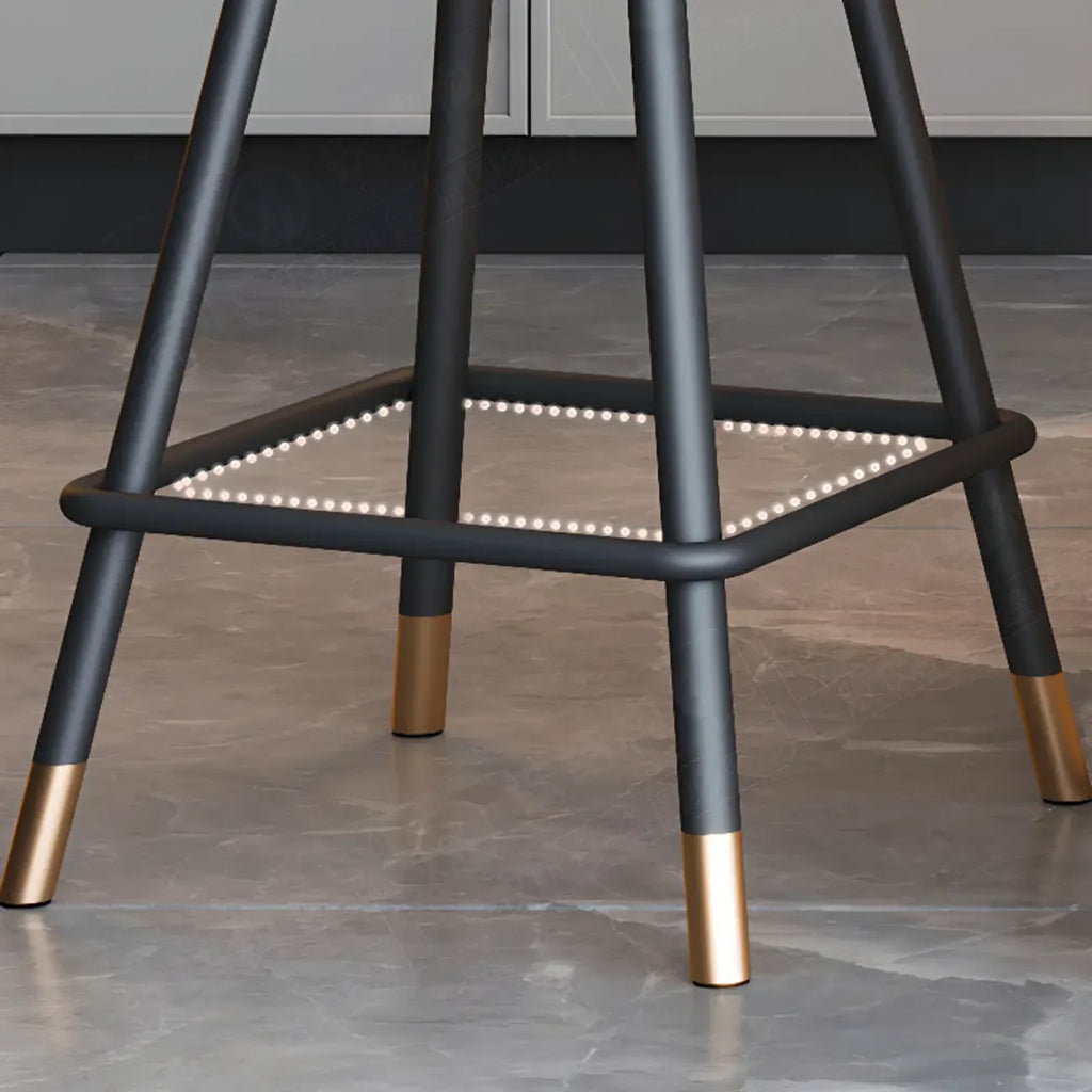 Minimalist Black Metal Upholstered Leather Bar Stool