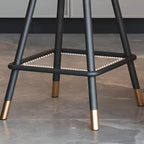 Minimalist Black Metal Upholstered Leather Bar Stool