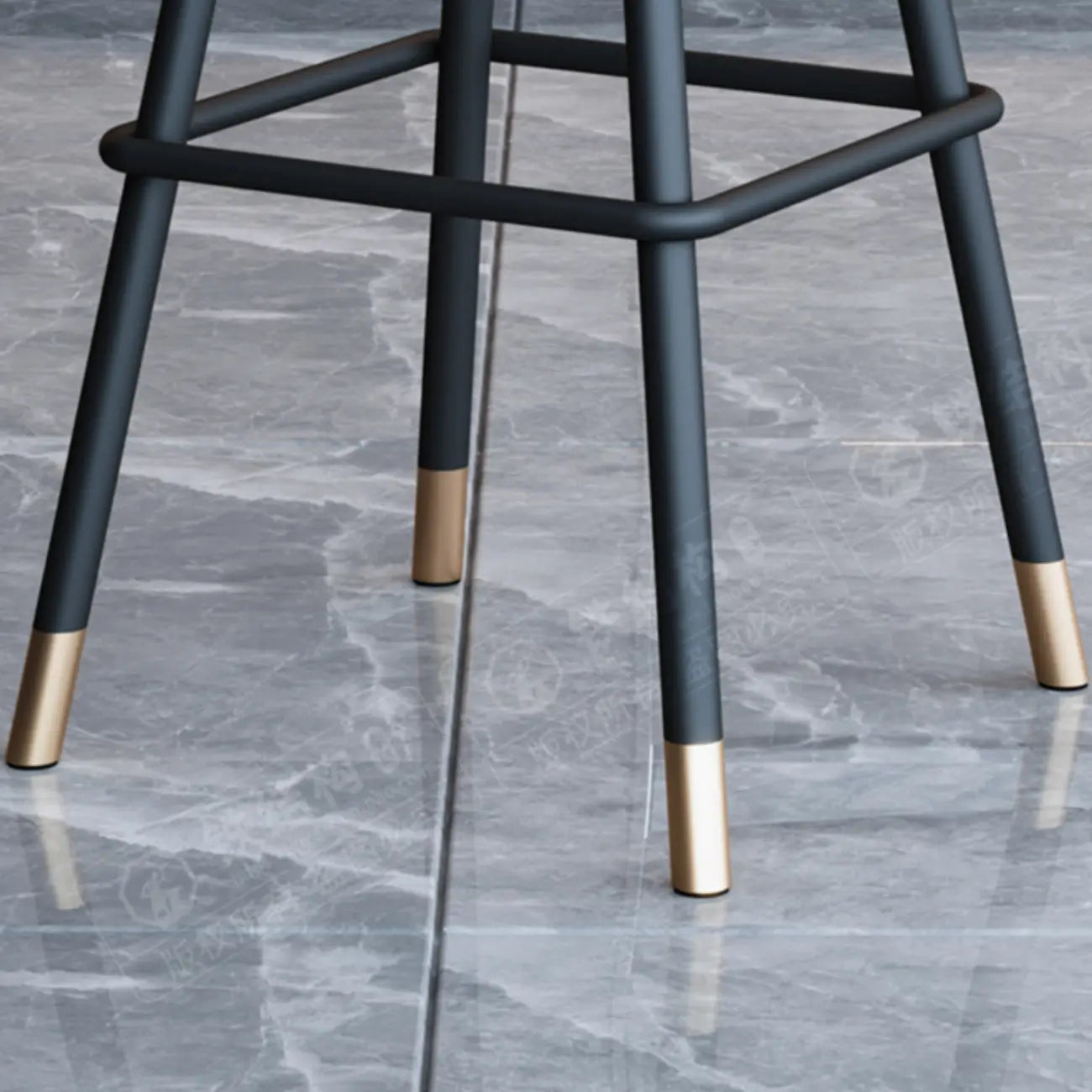 Minimalist Black Metal Upholstered Leather Bar Stool
