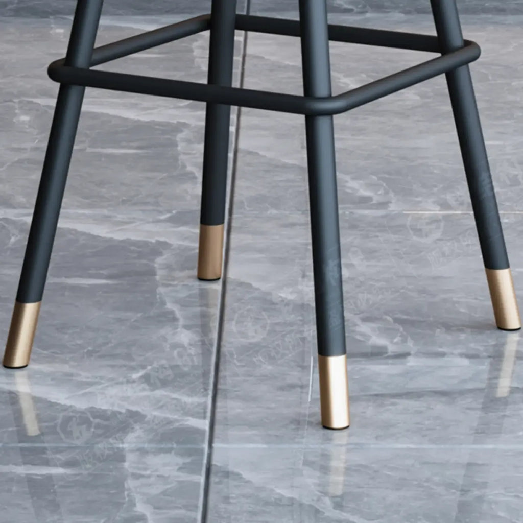 Minimalist Black Metal Upholstered Leather Bar Stool