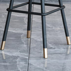 Minimalist Black Metal Upholstered Leather Bar Stool