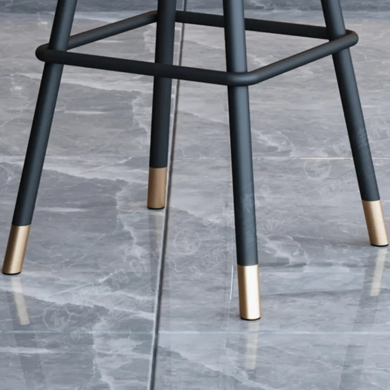 Minimalist Black Metal Upholstered Leather Bar Stool