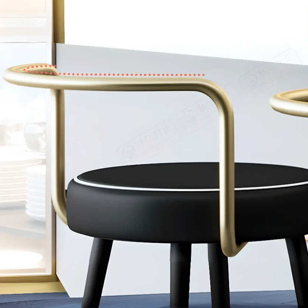 Minimalist Black Metal Upholstered Leather Bar Stool