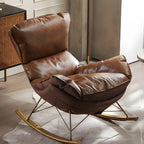 Brown Modern Upholstered Rocking Chair with Ottoman for Indoor