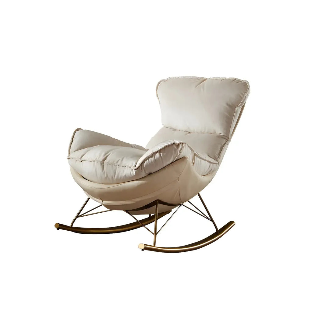 Brown Modern Upholstered Rocking Chair with Ottoman for Indoor