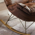 Brown Modern Upholstered Rocking Chair with Ottoman for Indoor