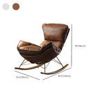 Brown Modern Upholstered Rocking Chair with Ottoman for Indoor