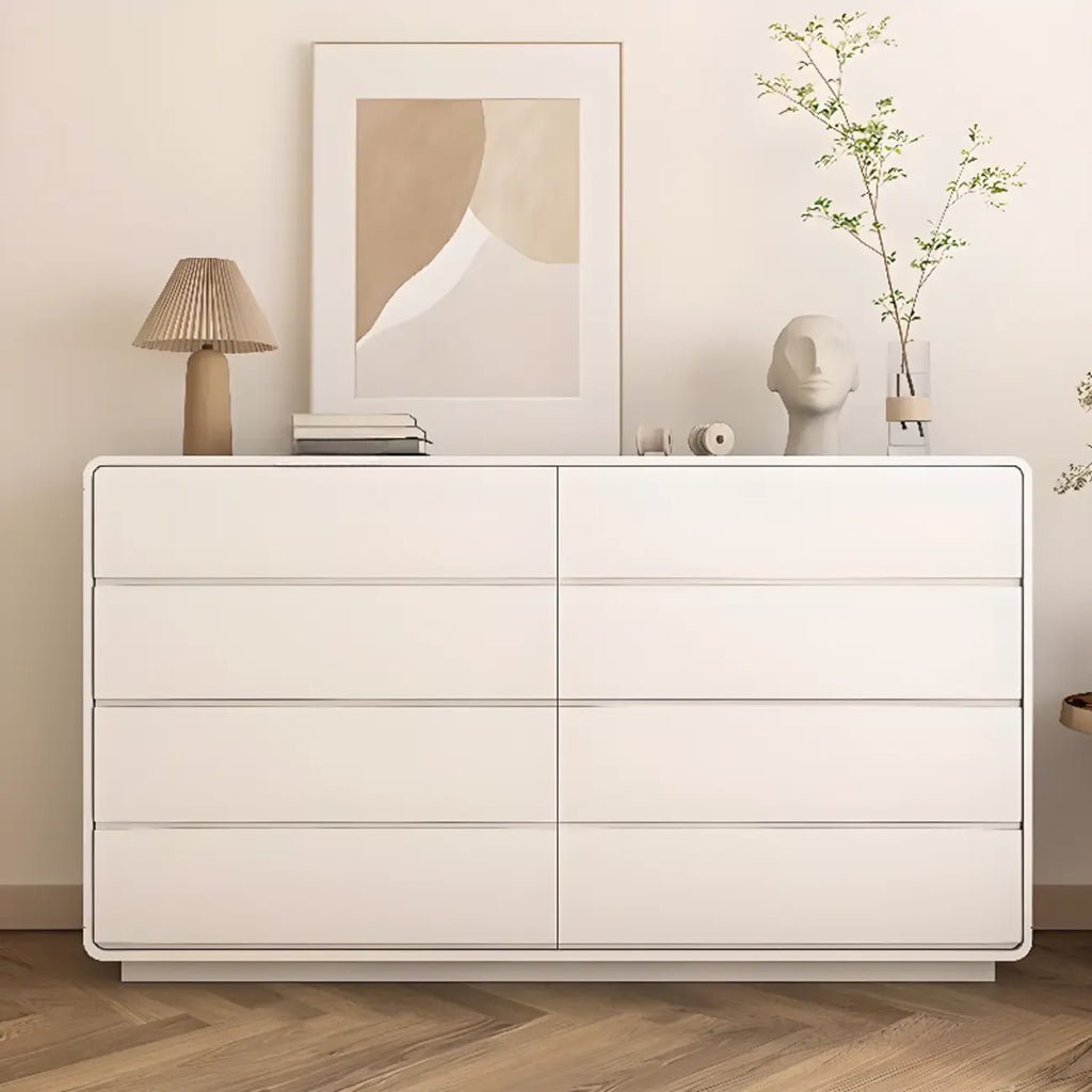 Elegant Pine Wood Double Dresser with Large Storage for Bedroom