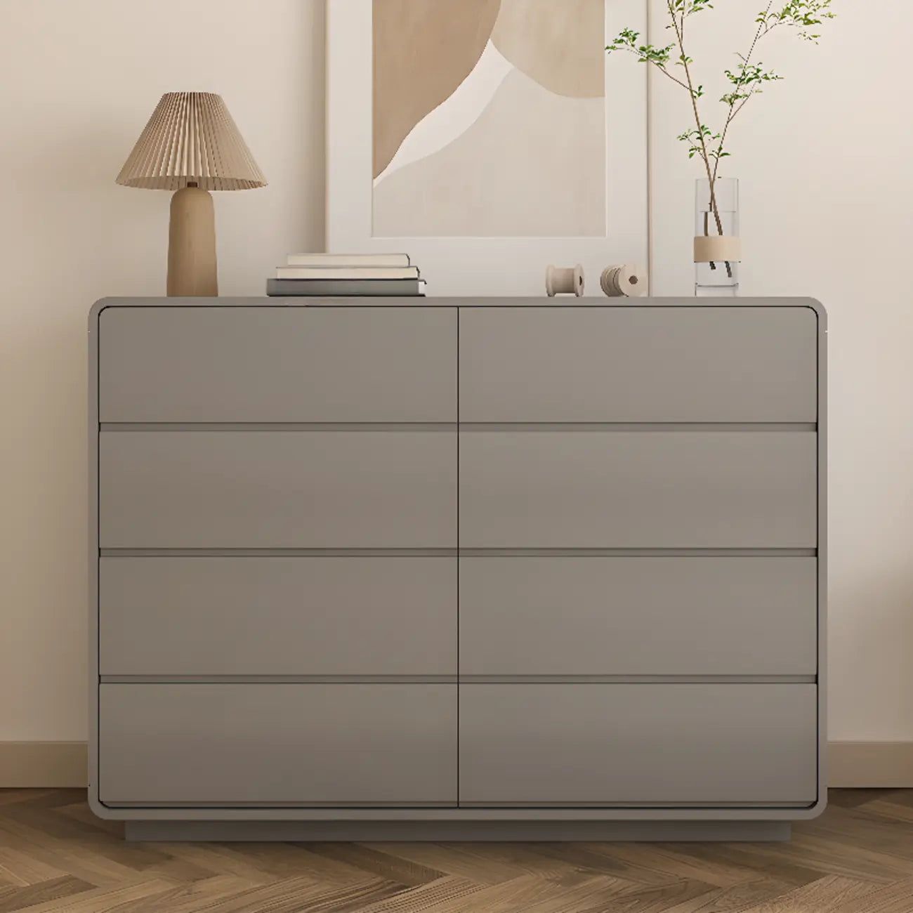Elegant Pine Wood Double Dresser with Large Storage for Bedroom