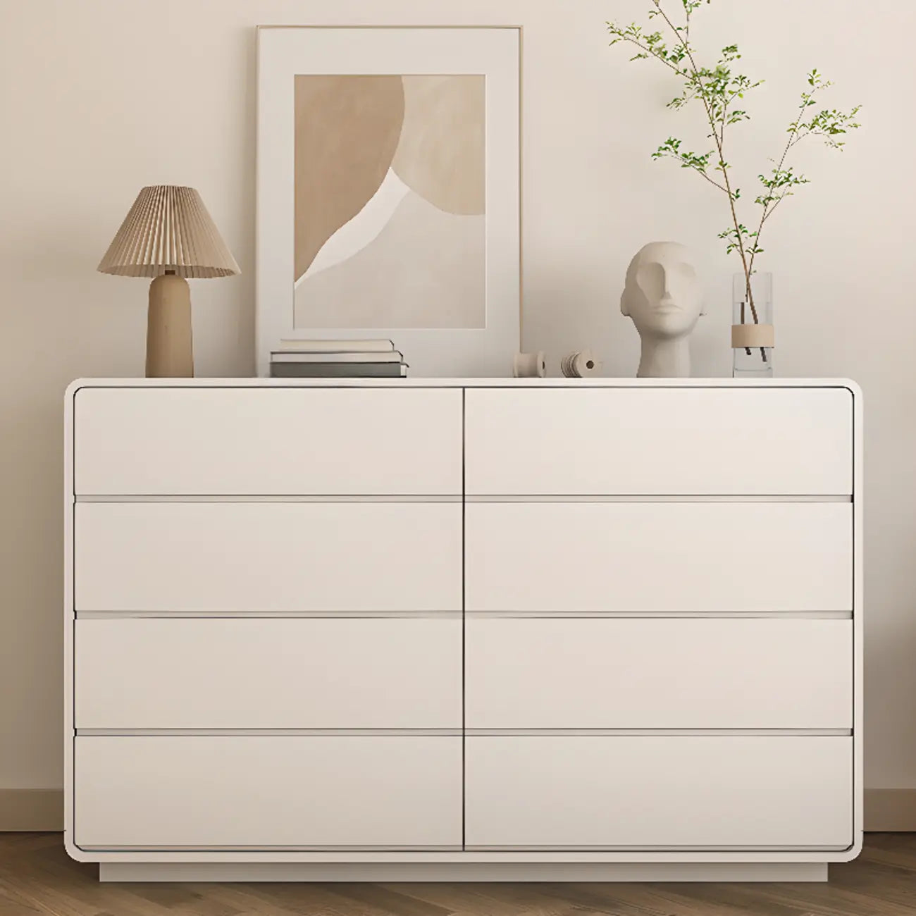 Elegant Pine Wood Double Dresser with Large Storage for Bedroom