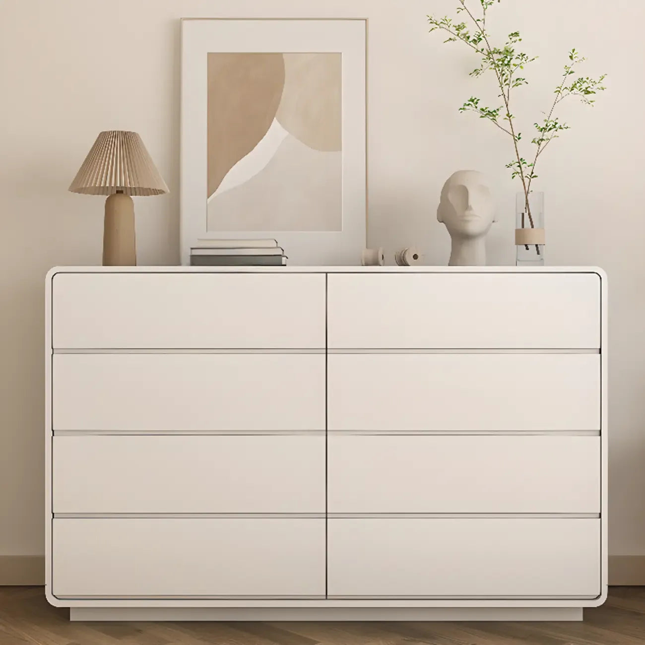 Elegant Pine Wood Double Dresser with Large Storage for Bedroom