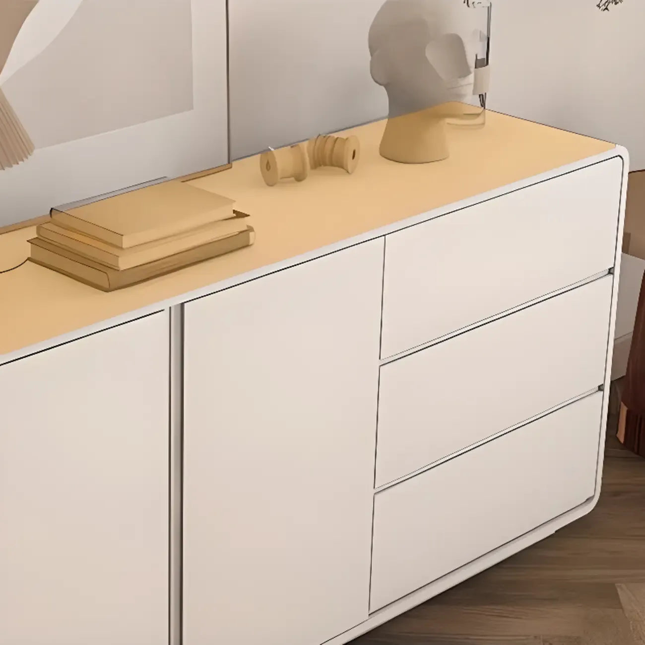 Elegant Pine Wood Double Dresser with Large Storage for Bedroom
