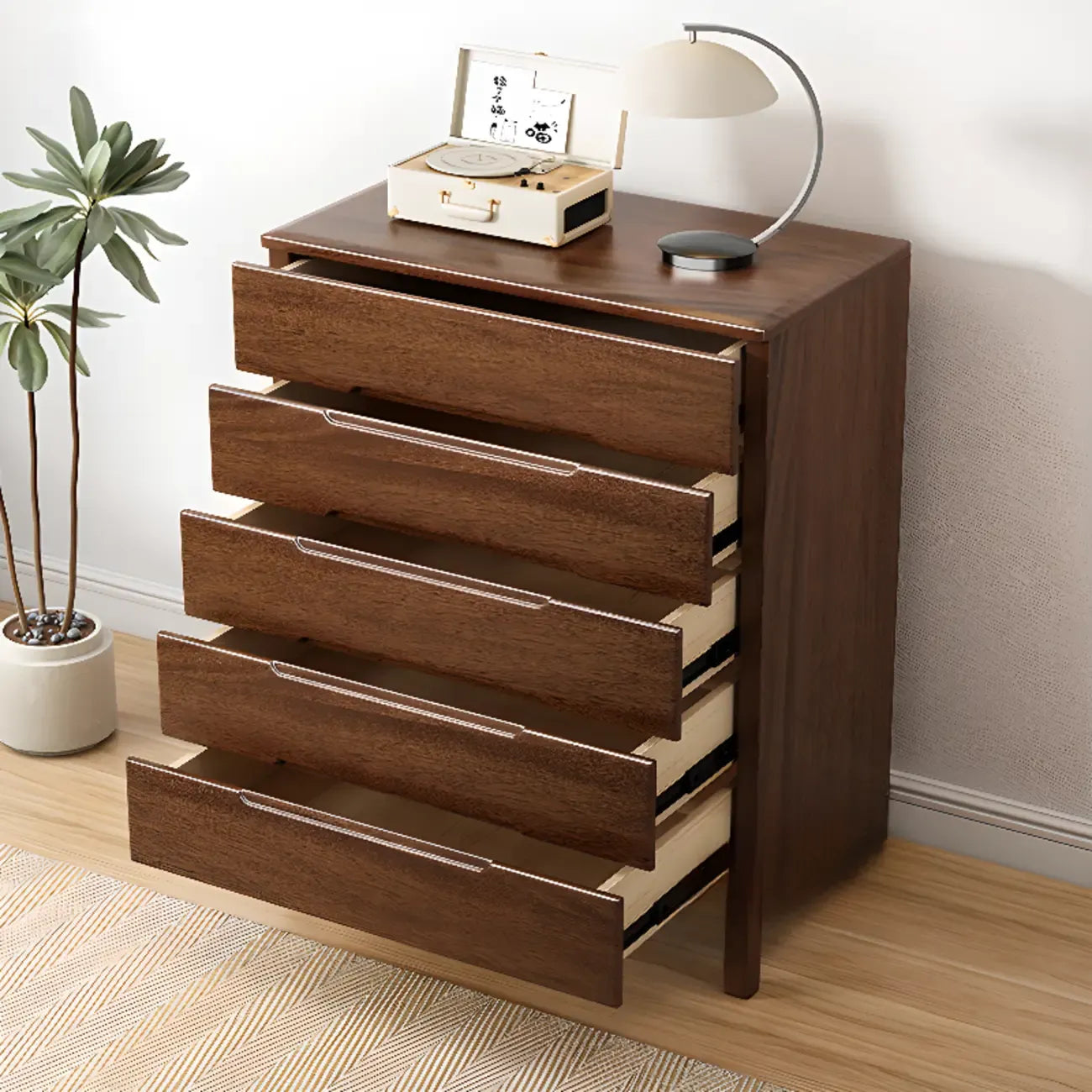 Contemporary Wooden Dresser with 5-Drawers