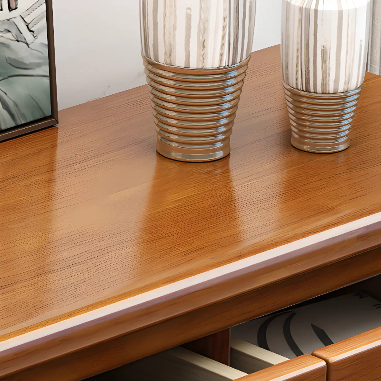 Classic Rubberwood Double Dresser with 9-Drawers