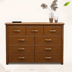 Classic Rubberwood Double Dresser with 9-Drawers