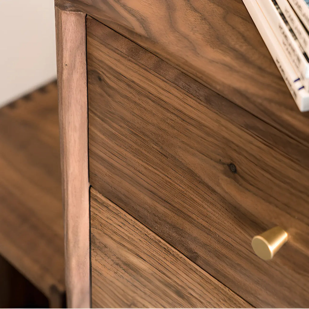 Elegant Cherry Wood Double Dresser with 5-Drawers for Bedroom