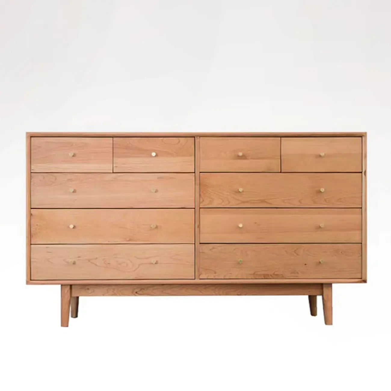 Elegant Cherry Wood Double Dresser with 5-Drawers for Bedroom