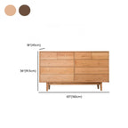 Elegant Cherry Wood Double Dresser with 5-Drawers for Bedroom