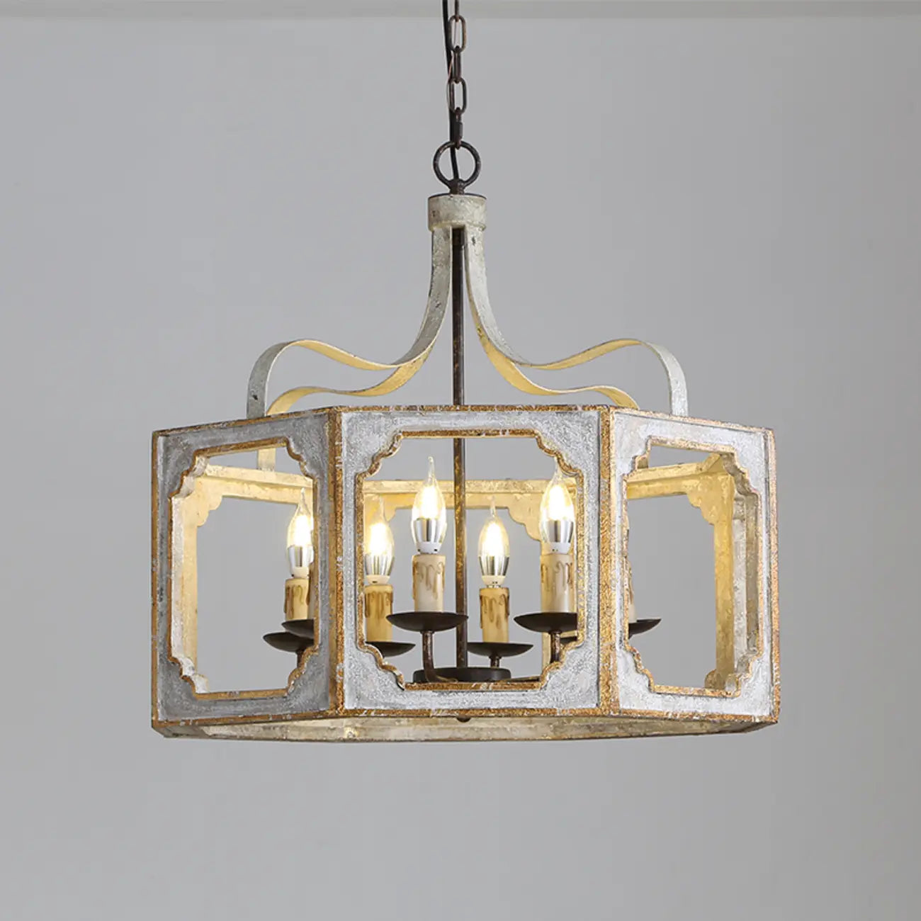 Vintage White Metal Pendant Light with Adjustable Height
