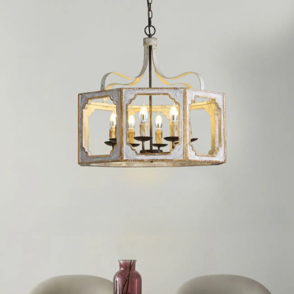 Vintage White Metal Pendant Light with Adjustable Height