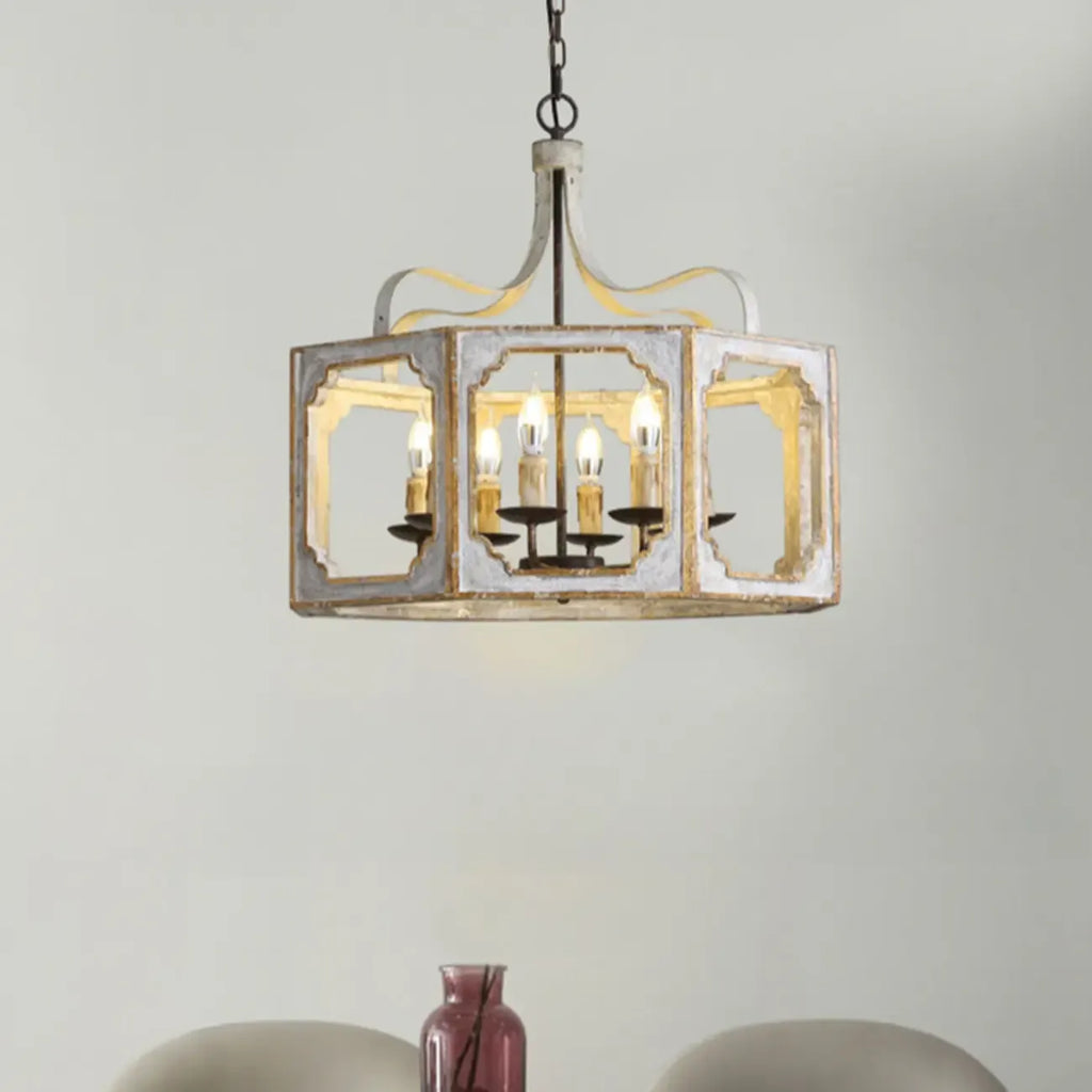 Vintage White Metal Pendant Light with Adjustable Height