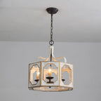 Vintage White Metal Pendant Light with Adjustable Height