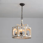 Vintage White Metal Pendant Light with Adjustable Height