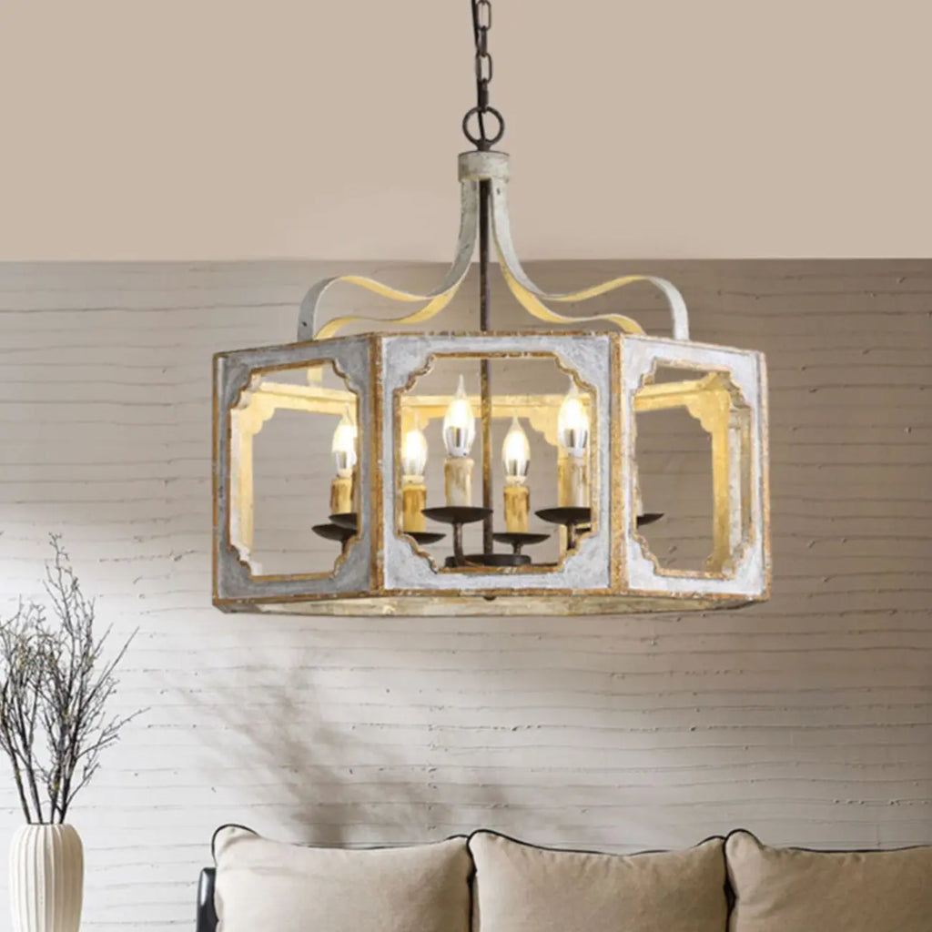 Vintage White Metal Pendant Light with Adjustable Height