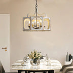 Vintage White Metal Pendant Light with Adjustable Height