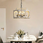 Vintage White Metal Pendant Light with Adjustable Height