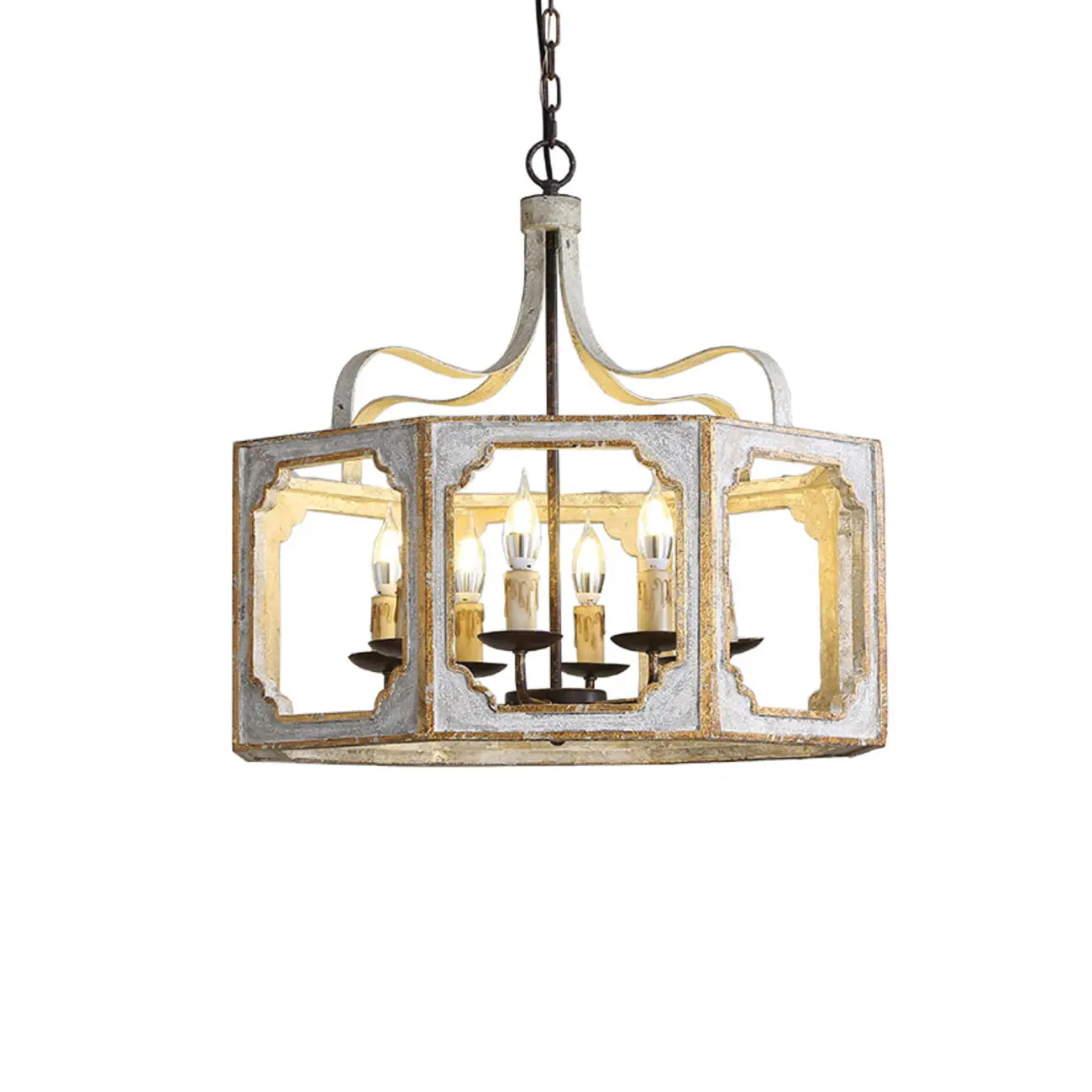 Vintage White Metal Pendant Light with Adjustable Height
