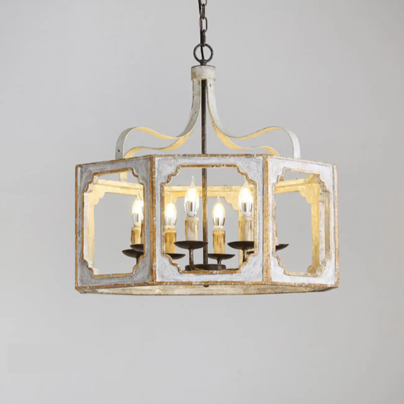 Vintage White Metal Pendant Light with Adjustable Height