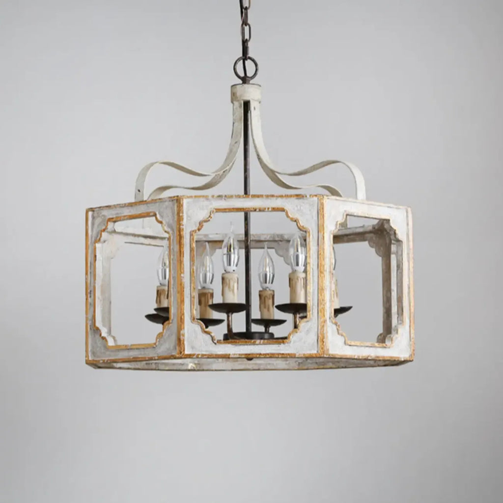 Vintage White Metal Pendant Light with Adjustable Height
