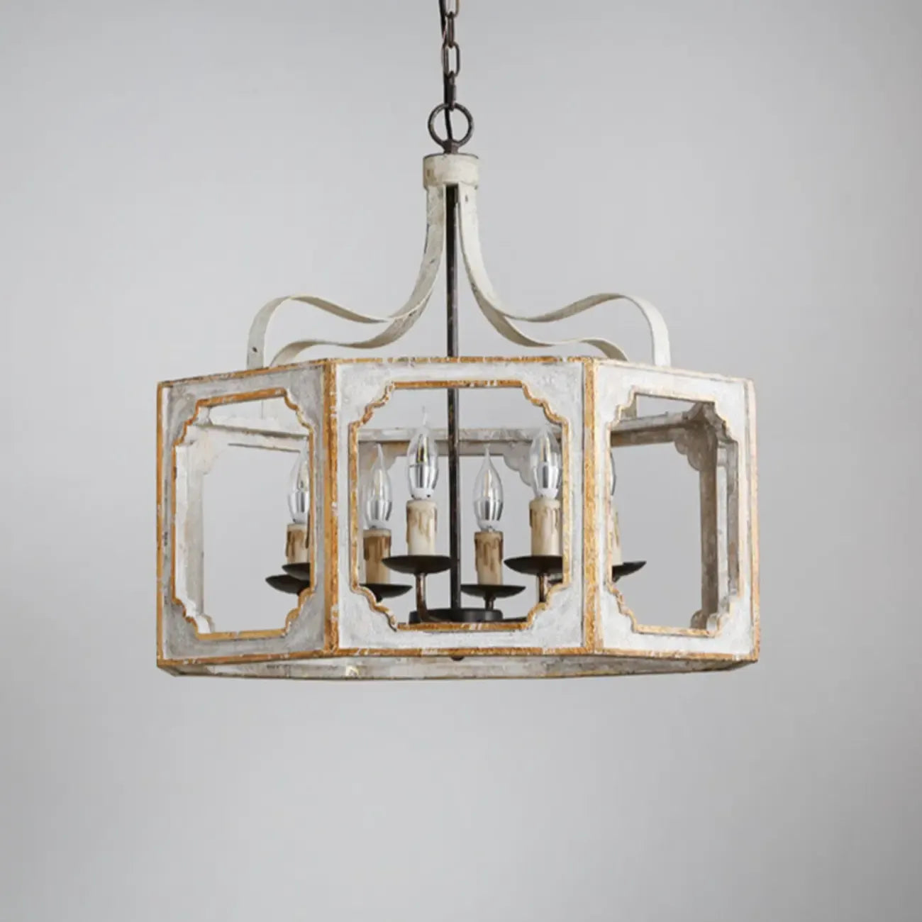 Vintage White Metal Pendant Light with Adjustable Height