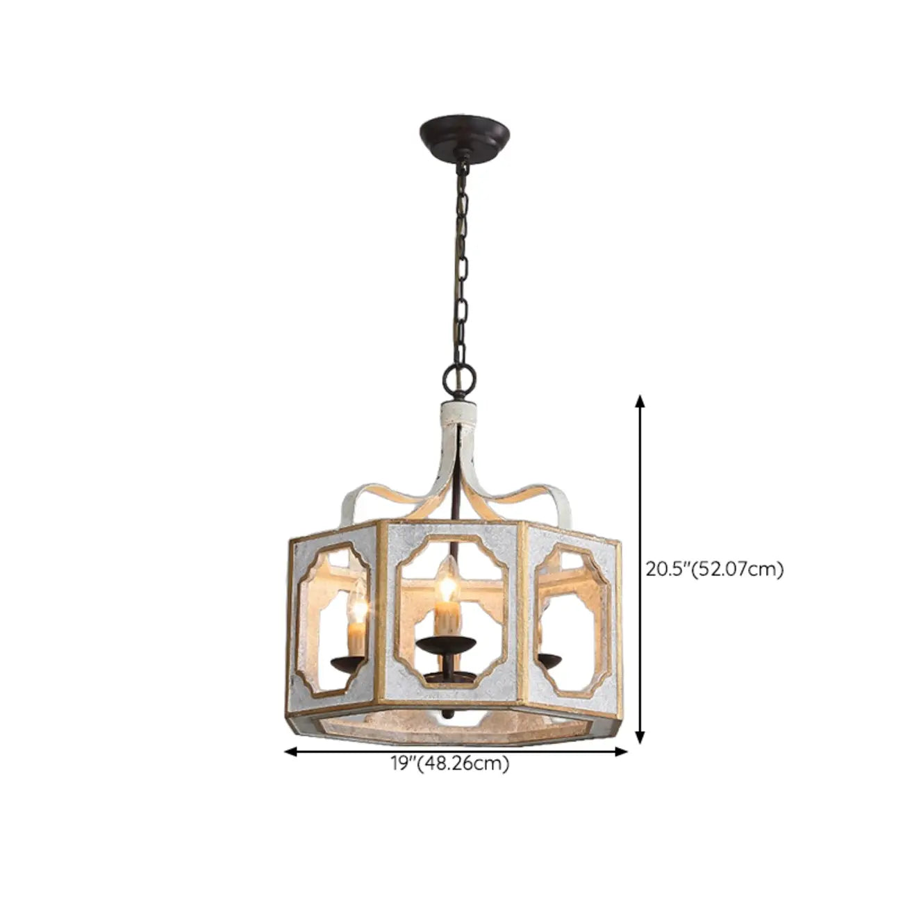 Vintage White Metal Pendant Light with Adjustable Height
