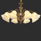 Classic Floral Brass Chandelier for Living Room with Beige Shade