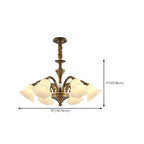 Classic Floral Brass Chandelier for Living Room with Beige Shade