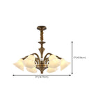 Classic Floral Brass Chandelier for Living Room with Beige Shade