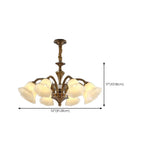 Classic Floral Brass Chandelier for Living Room with Beige Shade