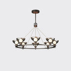 Black Industrial Metal Chandelier with Gray Glass Shade