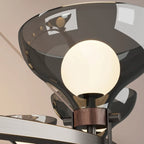 Black Industrial Metal Chandelier with Gray Glass Shade