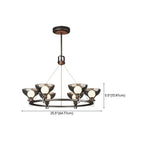 Black Industrial Metal Chandelier with Gray Glass Shade