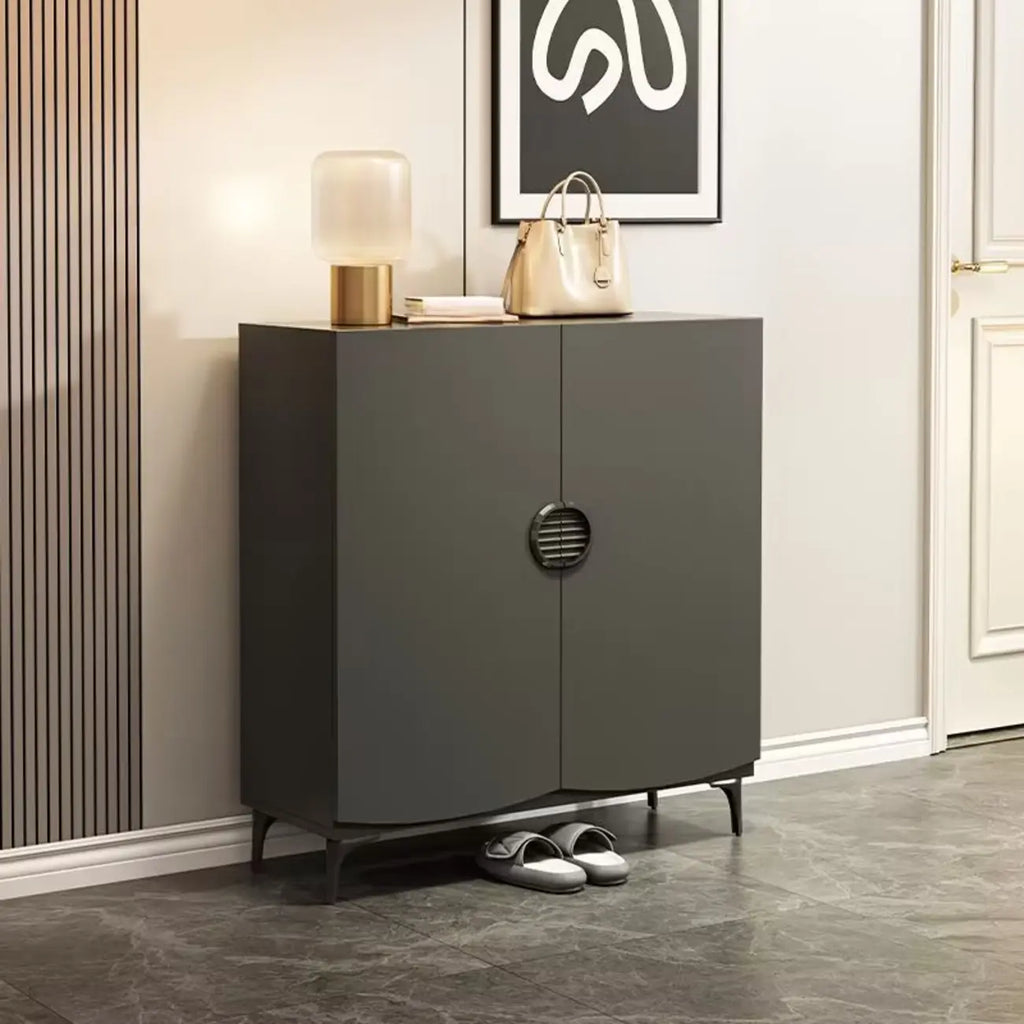 Dark Gray Wood Hallway Shoe Storage Cabinet