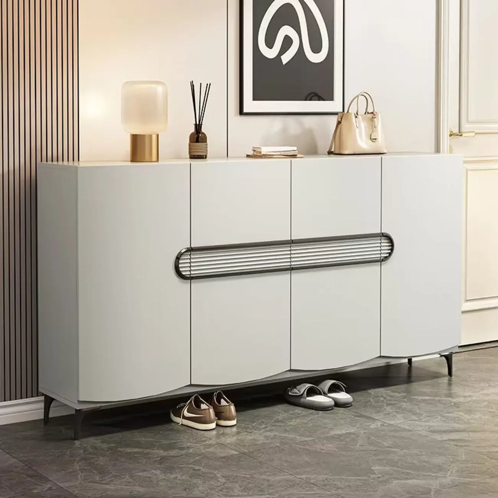 Dark Gray Wood Hallway Shoe Storage Cabinet