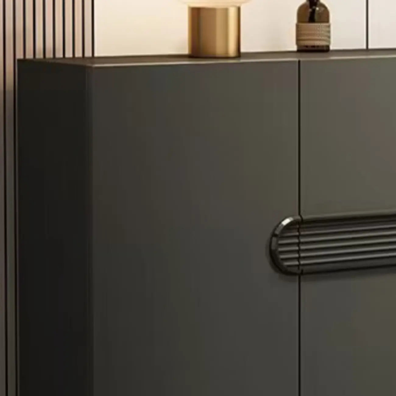 Dark Gray Wood Hallway Shoe Storage Cabinet
