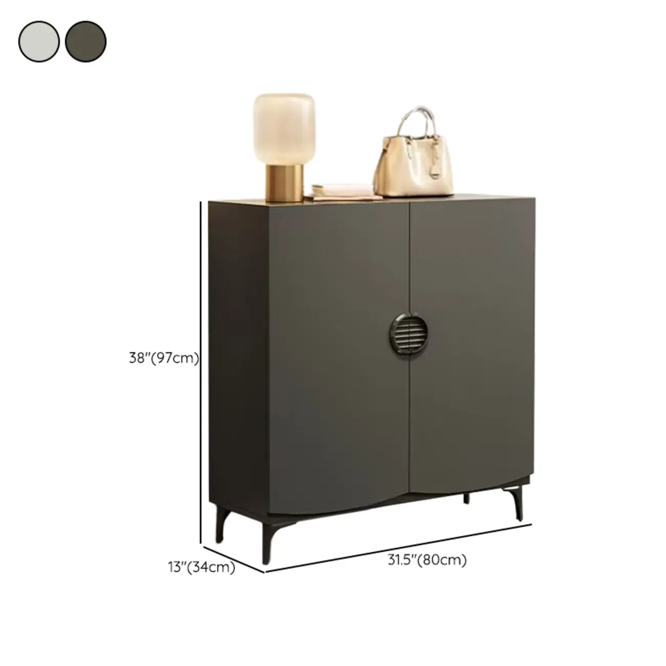 Dark Gray Wood Hallway Shoe Storage Cabinet