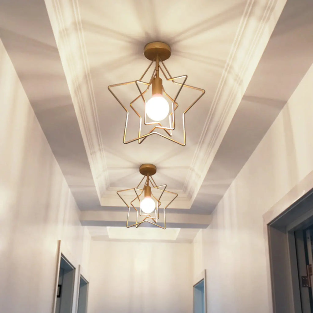 Creative Iron LED Semi Flush Lamp Fixture for Indoor Lighting