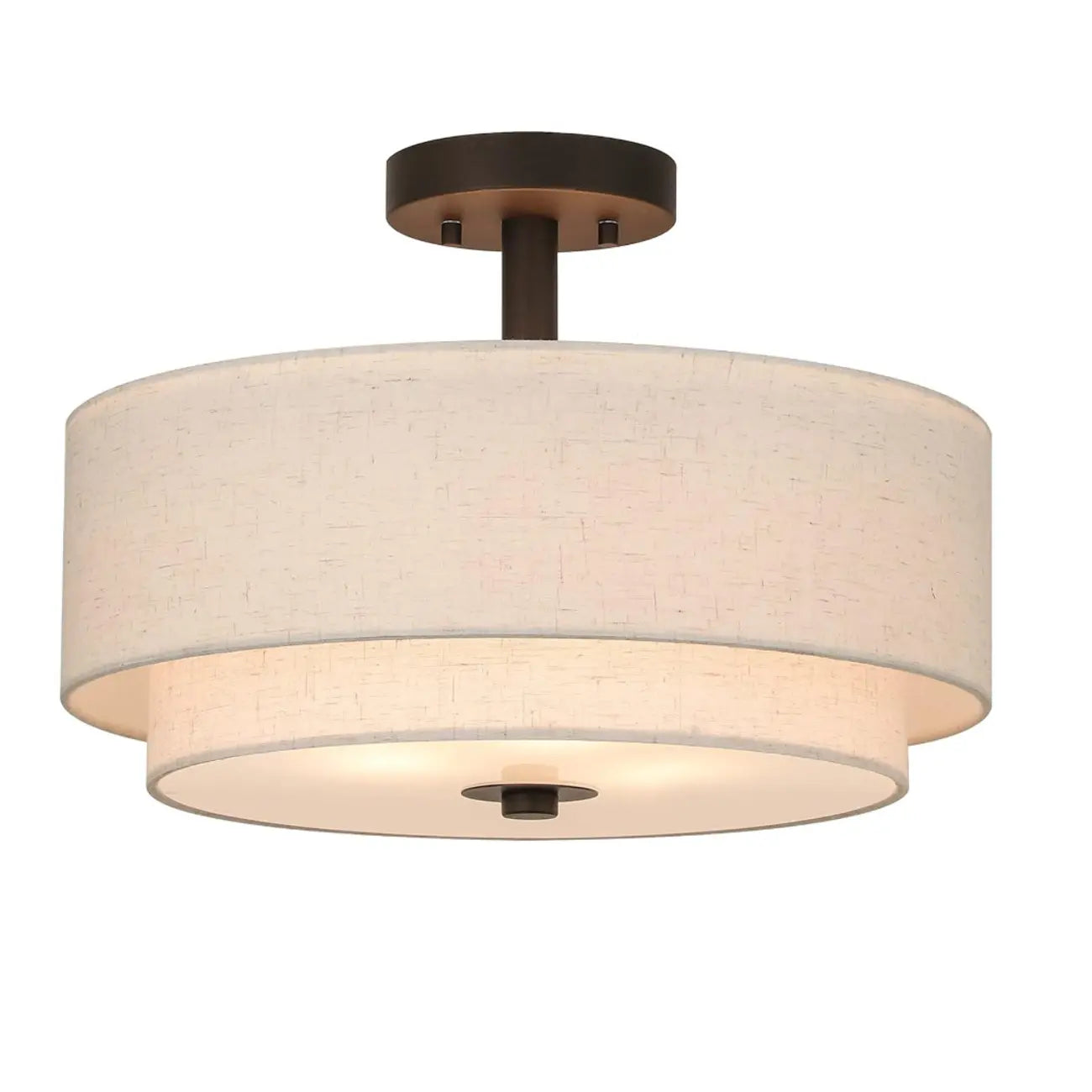 2-Tier Cylinder Fabric Ceiling Light for Modern Living Room