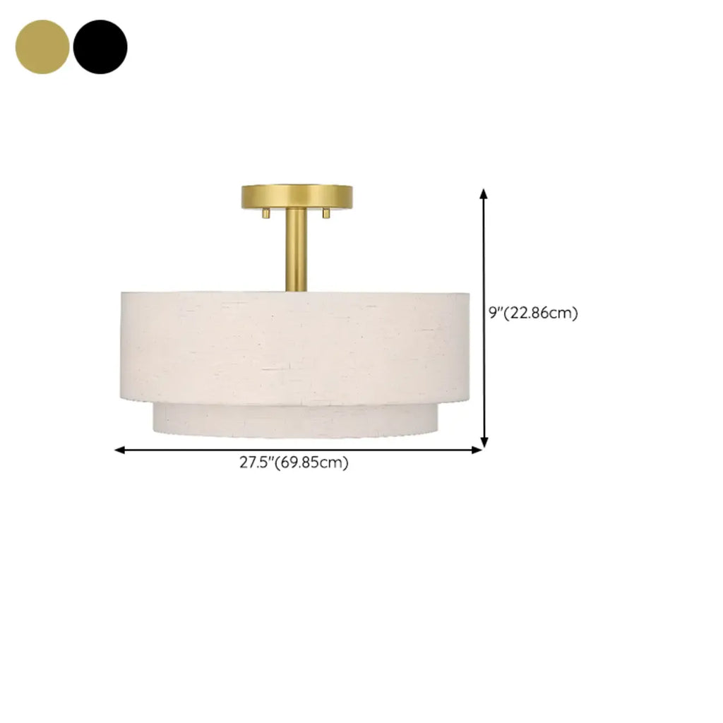 2-Tier Cylinder Fabric Ceiling Light for Modern Living Room
